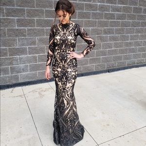 Prom / grad dress black and nude sequin